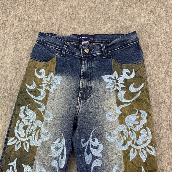Brazil Roxx Women's Embroidered Floral Blue Mid Rise Flare Jeans Size 8 (27x30) - Picture 4 of 12